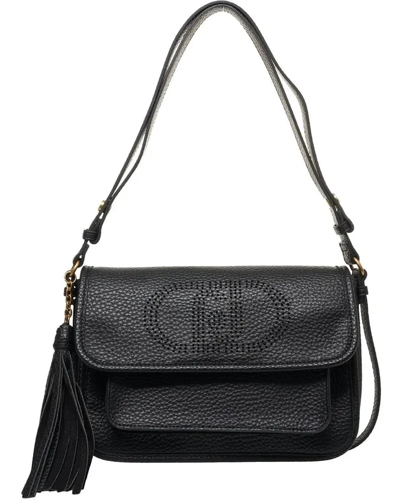 Liu Jo Hobo Bags Logo-Embellished Black Shoulder Bag With Textured schwarz Schwarz