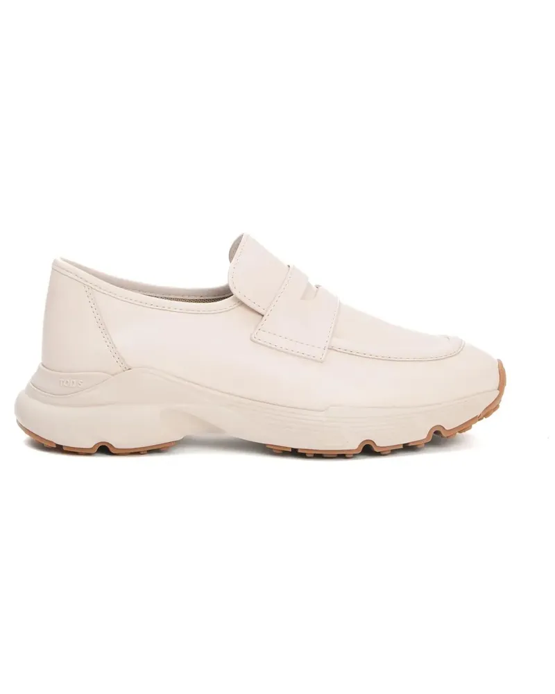TOD'S Sporty Calf Leather Moccasin Sneakers weiß Weiß