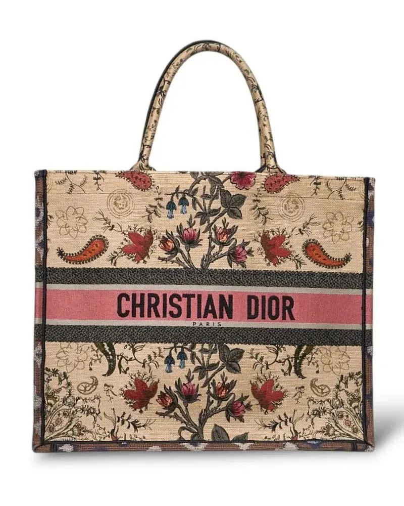 Dior Crossbody Bags Book Tote Large Flowers Multicolor braun Braun