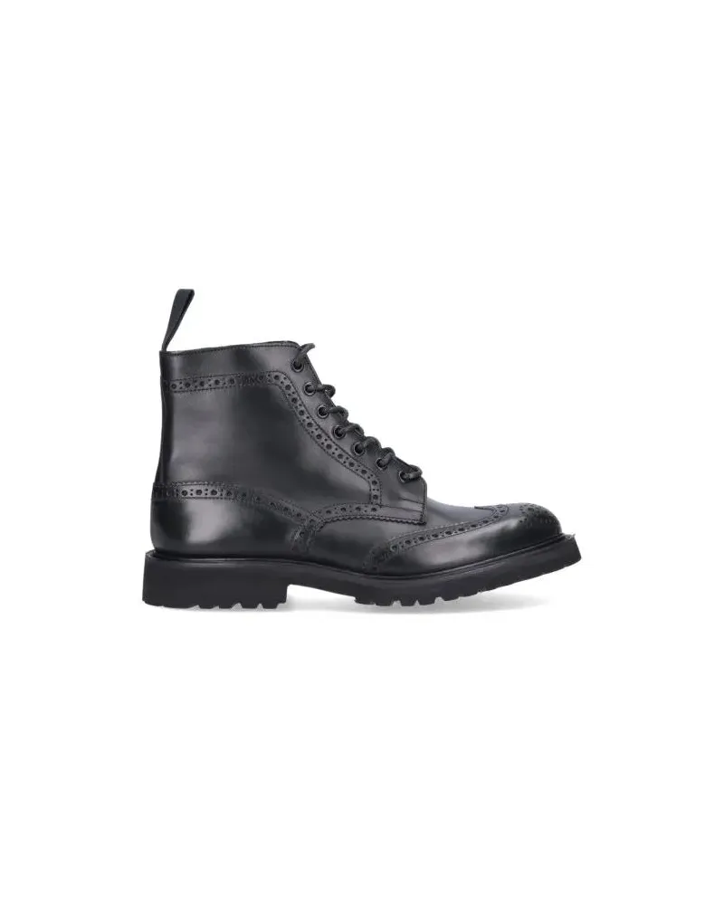 Tricker's Stiefel Classic Brogue Lace-Up Black Leather Boots schwarz Schwarz