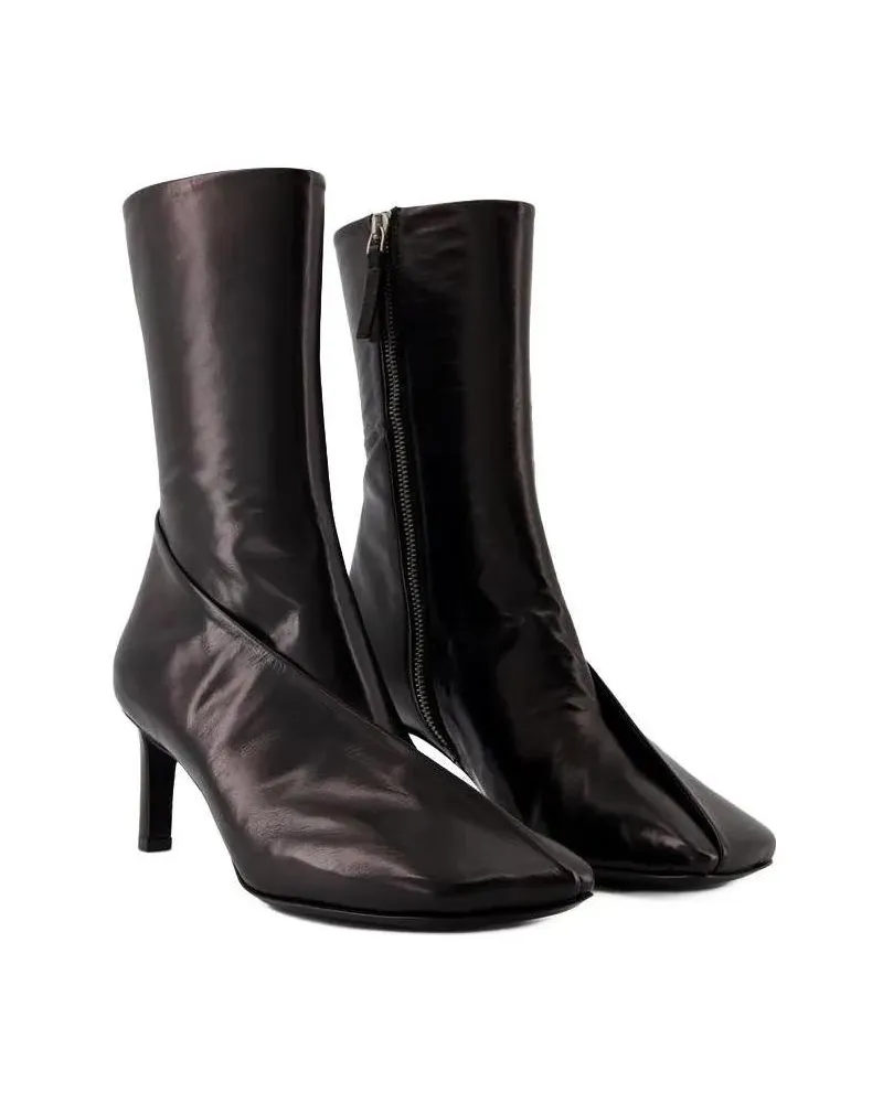 Jil Sander Boots & Stiefeletten Ankle Boots - Leather - Black Schwarz