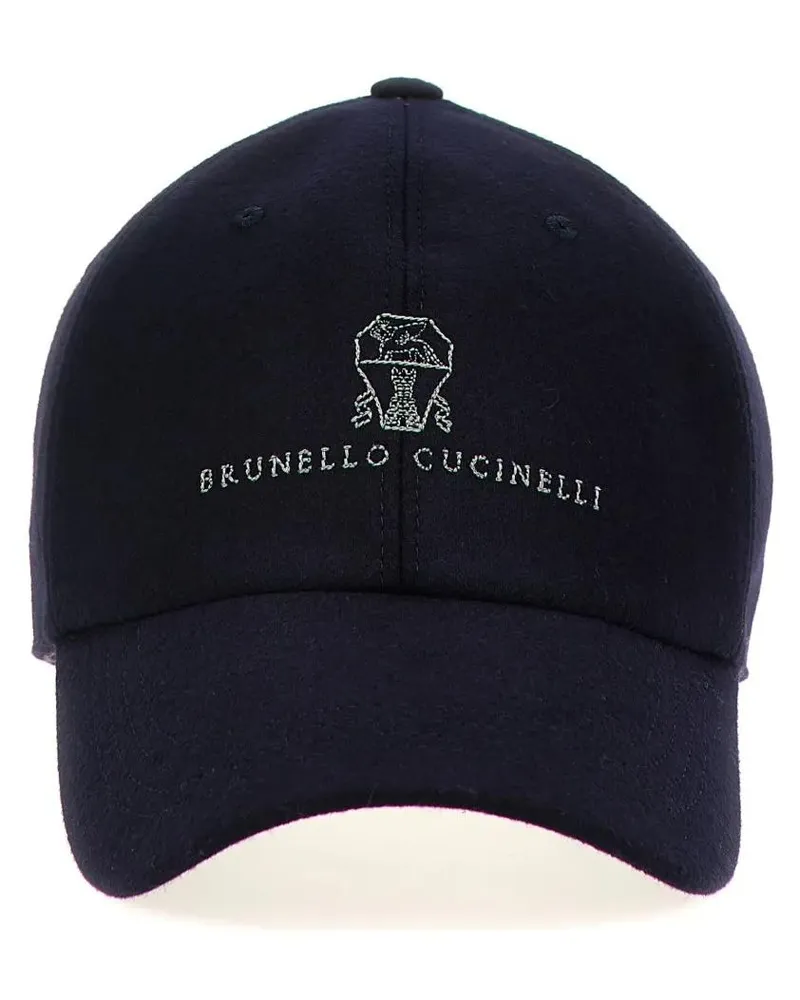 Brunello Cucinelli Caps & Mützen Logo Embroidery Cap blau Blau