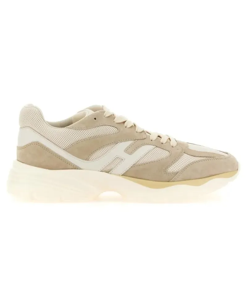Hogan Low-Top Sneaker Calfskin Sneakers With Textured Upper And Sole beige Beige