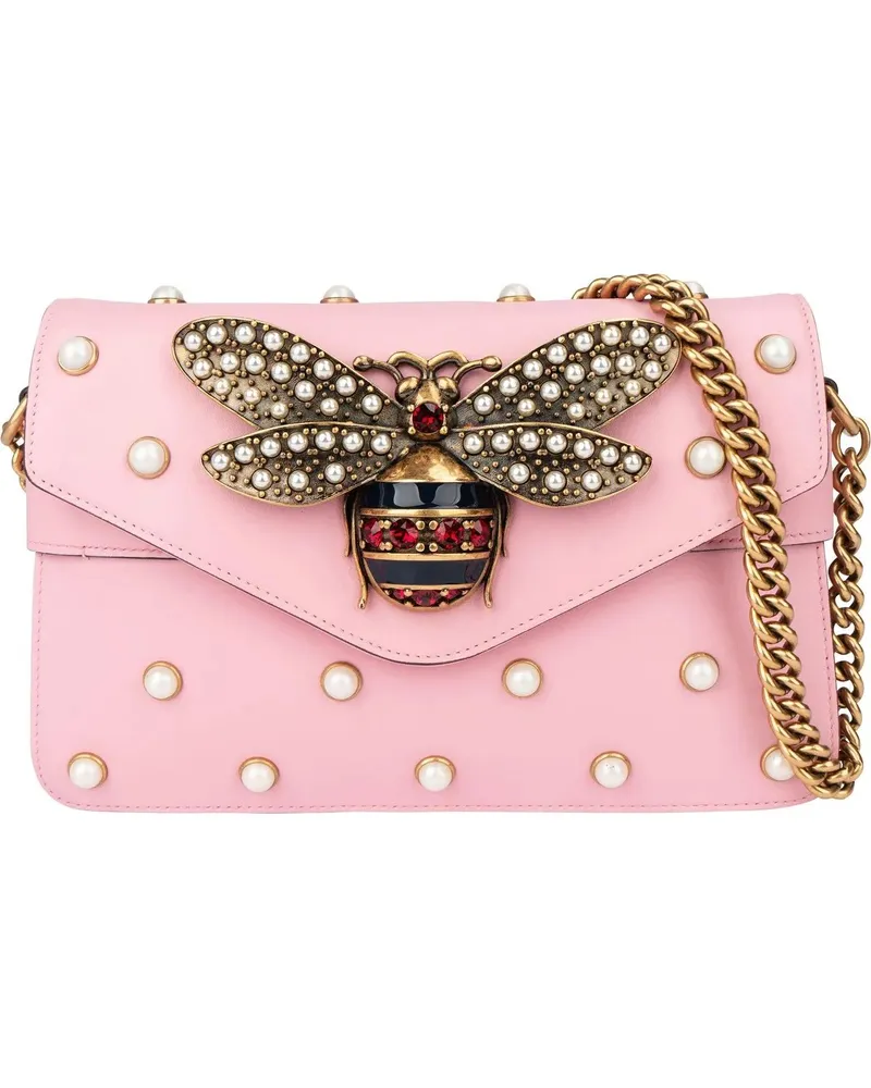 Gucci Crossbody Bags  Pink Leather Queen Margaret Bee Crossbody Ba rosa Gold
