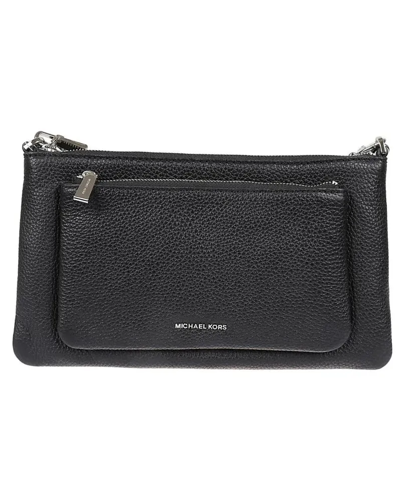 Michael Kors Clutches Hammered Black Leather Clutch schwarz Schwarz