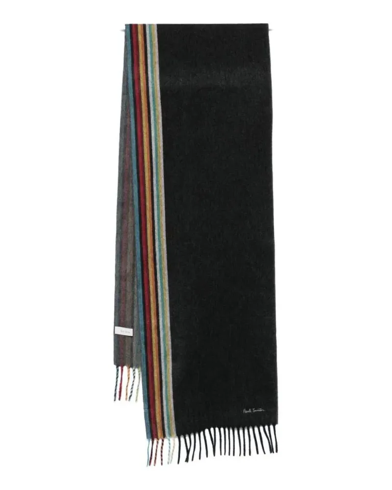 Paul Smith Tücher & Schals Fringed Cashmere Scarf With Accents schwarz Schwarz