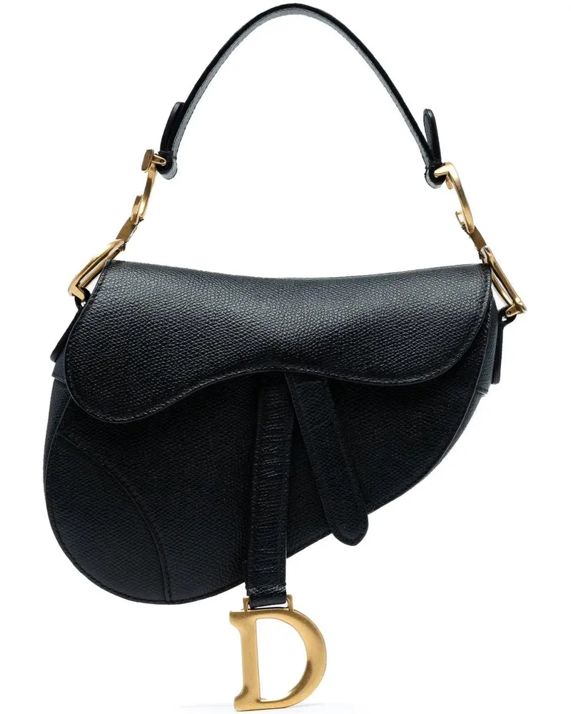 Dior Hobo Bags Mini Grained Calfskin Saddle Bag schwarz Schwarz