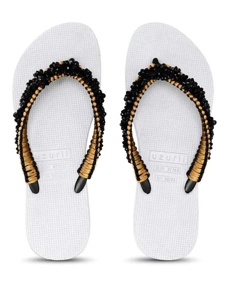 uzurii Slipper & Pantoletten Zehentrenner Macrame Lizzy weiß Weiß