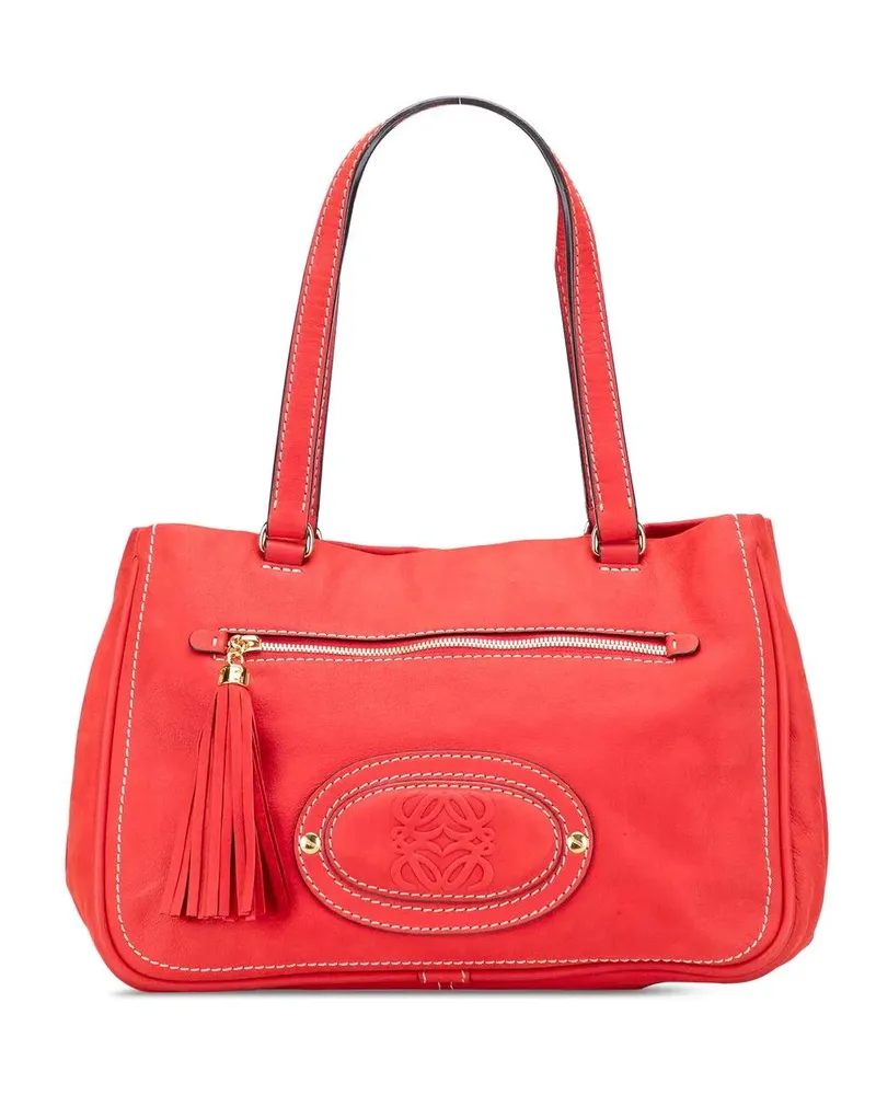 Loewe Hobo Bags Nubuck Anagram Madrid Fringe Shoulder Bag rot Rot