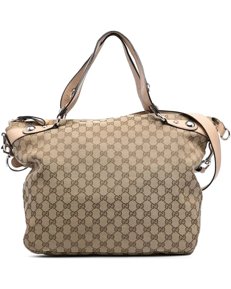 Gucci Hobo Bags Large GG Canvas Icon Bit Satchel braun Braun