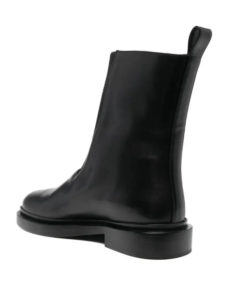 Jil Sander Stiefel Refined Black Leather Ankle Boots With Minimalist schwarz Schwarz