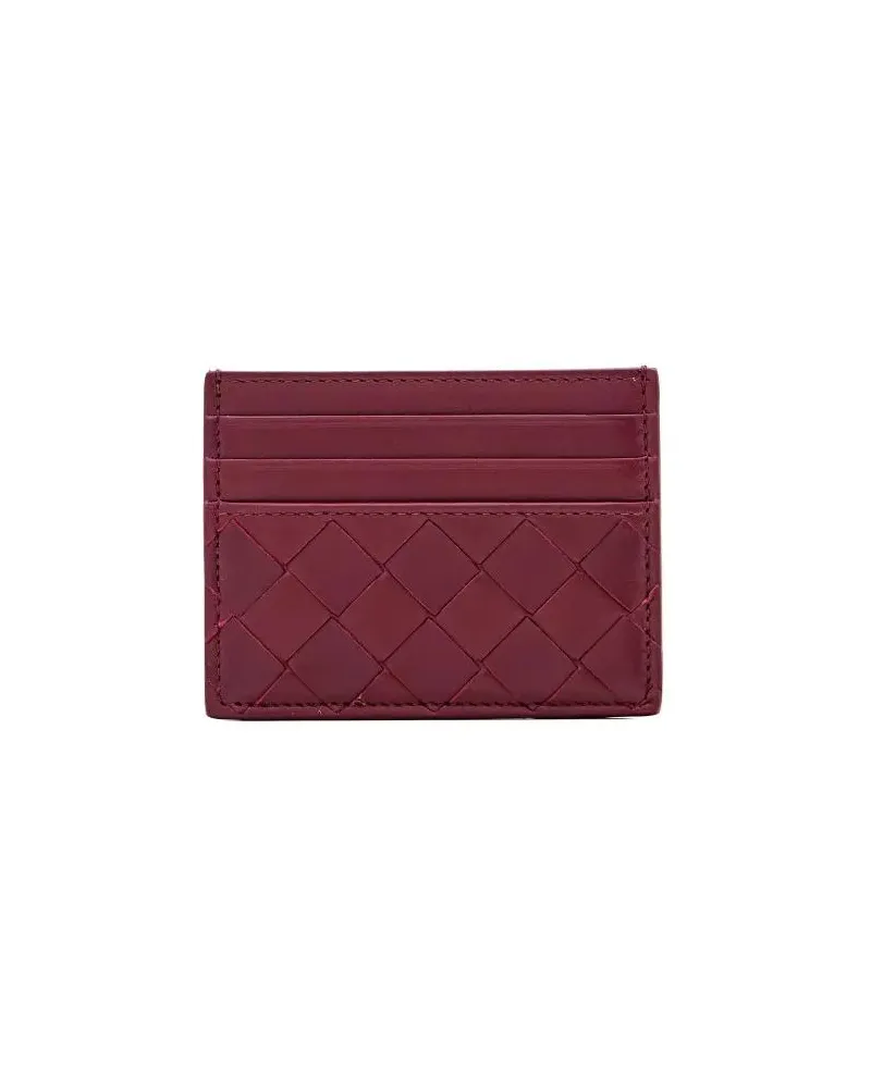 Bottega Veneta Portemonnaie Woven Leather Card Holder rot Rot
