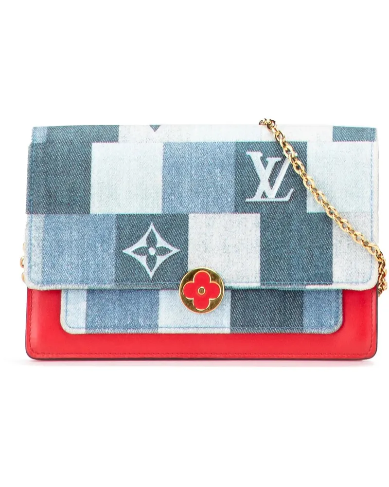 Louis Vuitton Hobo Bags Monogram Denim Patchwork Fiore Chain Wallet blau Blau