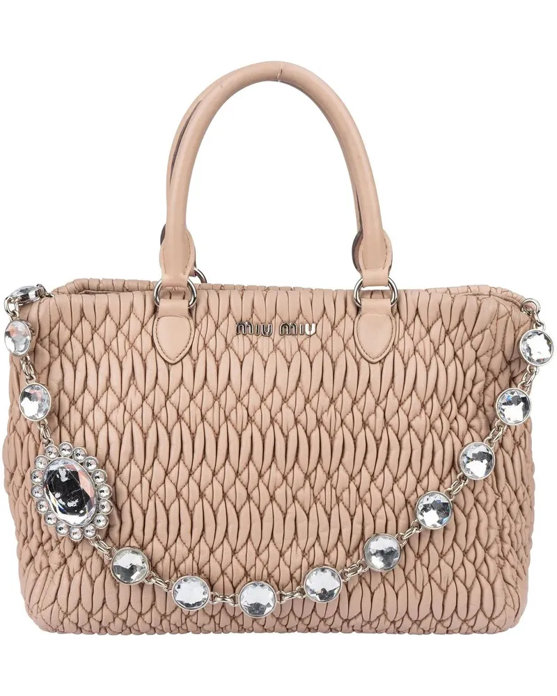 Miu Miu Crossbody Bags  Quilted Leather Crystal Handbag rot Rot