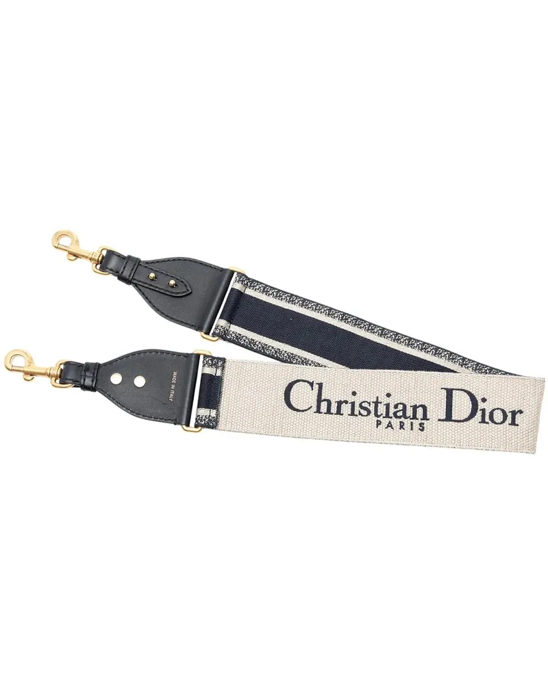 Dior Hobo Bags Embroidered Canvas Logo Shoulder Strap blau Blau