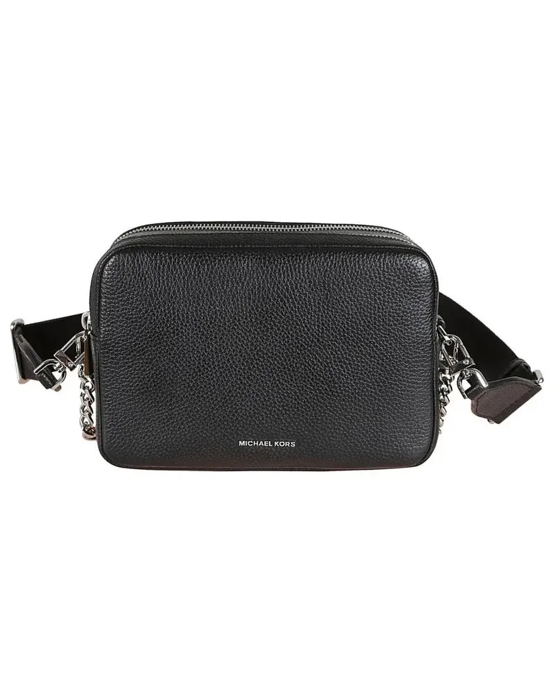 Michael Kors Hobo Bags Black Grained Leather Shoulder Bag schwarz Schwarz