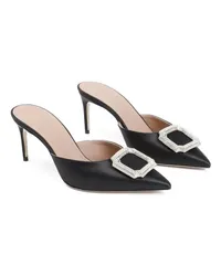 Malone Souliers Slipper & Pantoletten Mona 70 Black Satin Mules Schwarz