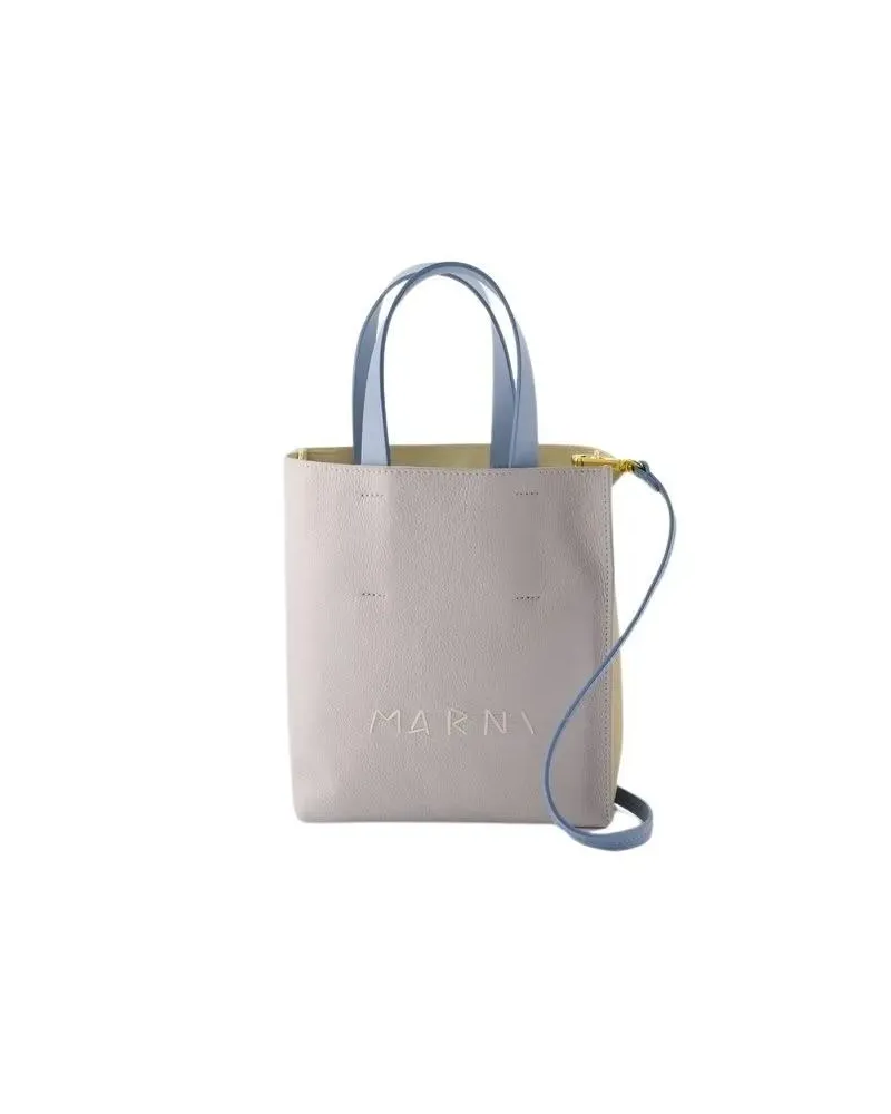 Marni Tote Museo Soft Mini Shopper Bag - Leather - Blue Blau