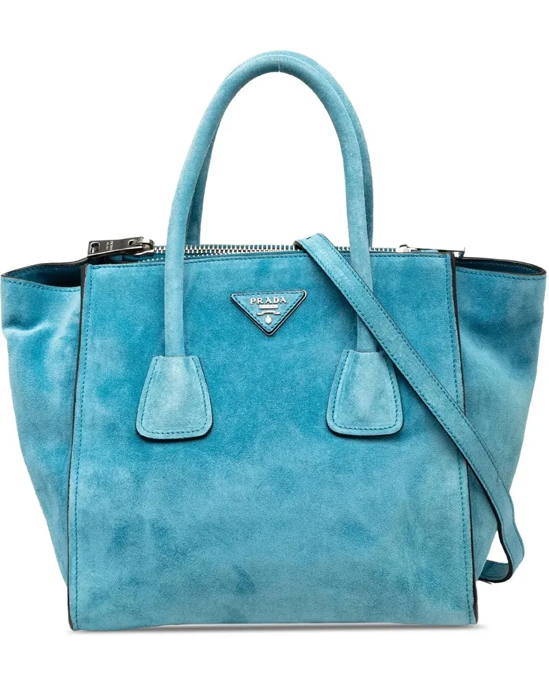 Prada Hobo Bags Small Scamosciato Twin Pocket Satchel blau Blau