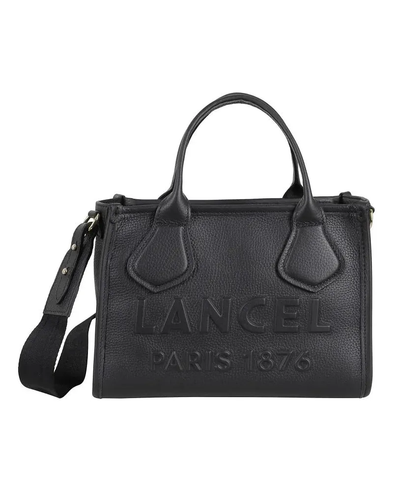 Lancel Hobo Bags Textured Rectangular Handbag With Embossed Logo schwarz Schwarz