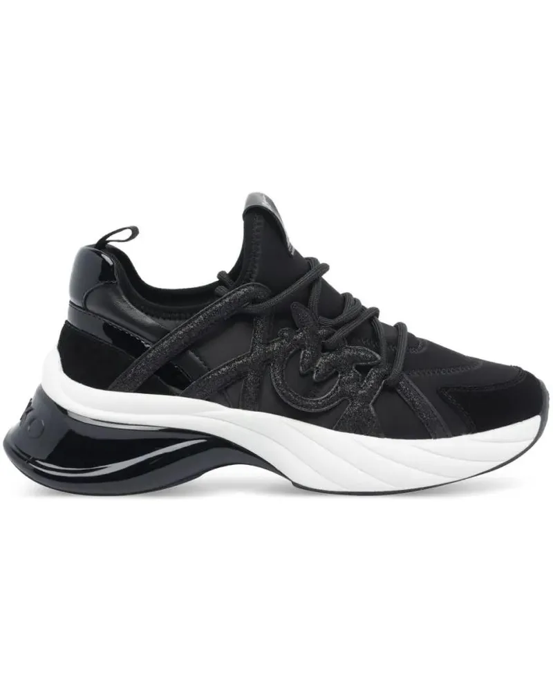Pinko Low-Top Sneaker Black Sneakers With Mixed Material Panels schwarz Schwarz