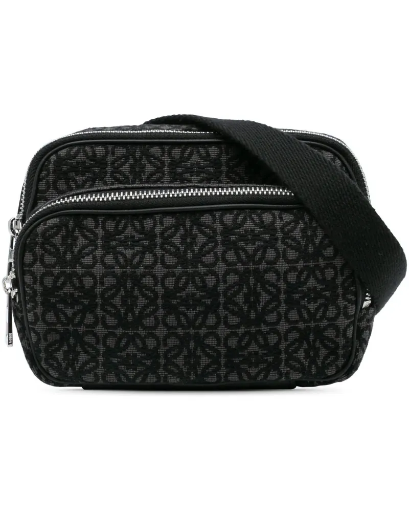 Loewe Hobo Bags 2021 Mini Anagram Canvas Camera Bag schwarz Schwarz