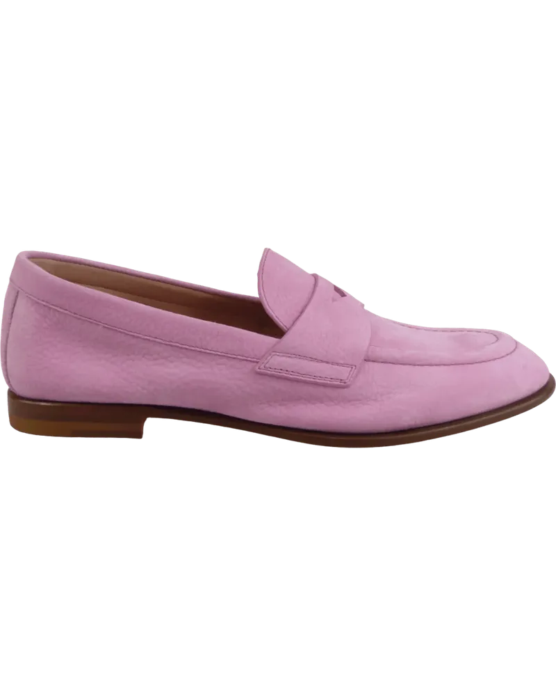 Santoni Loafer Mocassino Penny da Donna in Nabuk Rosa rosa Gold