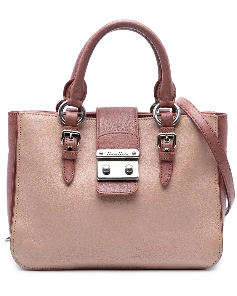Miu Miu Hobo Bags Bicolor Goatskin Madras Satchel rosa Gold