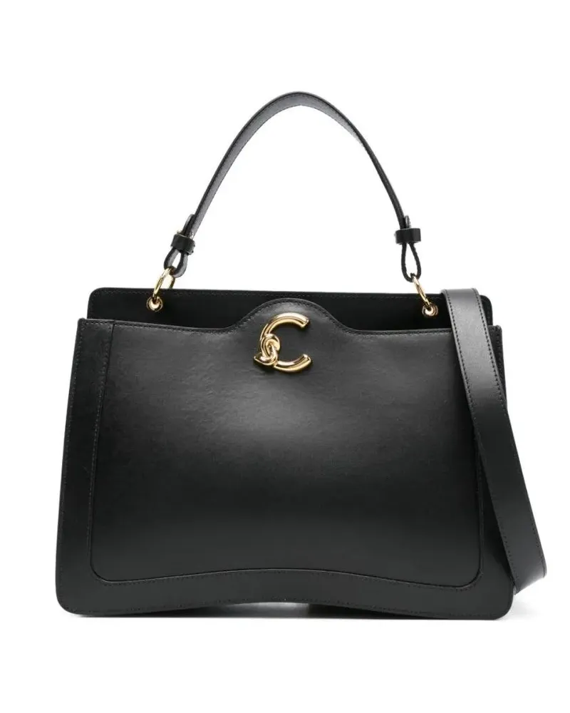 Coccinelle Crossbody Bags C-Me Handbag In Black Leather With Gold-Tone Clasp schwarz Schwarz