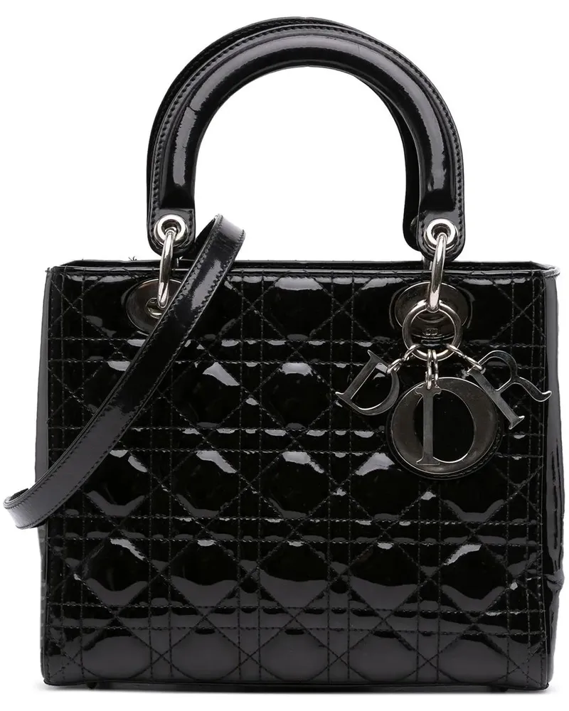 Dior Hobo Bags Medium Patent Cannage Lady Dior schwarz Schwarz