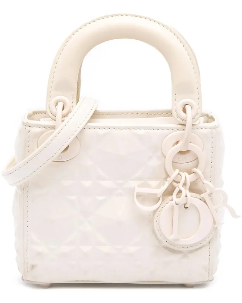 Dior Hobo Bags Micro Ultra Matte Calfskin Cannage Diamond Motif L weiß Weiß