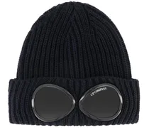 Caps & Mützen Ribbed Knit Beanie With Iconic Goggle Lenses blau