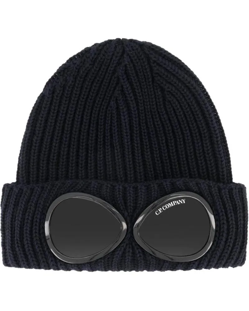 C.P. Company Caps & Mützen Ribbed Knit Beanie With Iconic Goggle Lenses blau Blau