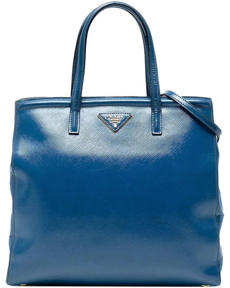 Prada Hobo Bags Saffiano Vernice Satchel blau Blau
