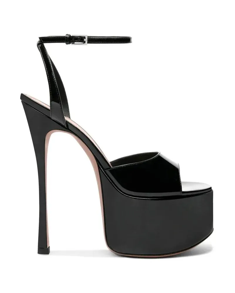 Amina Muaddi Sandalen Patent Leather Platform Sandals With Stiletto Heel schwarz Schwarz