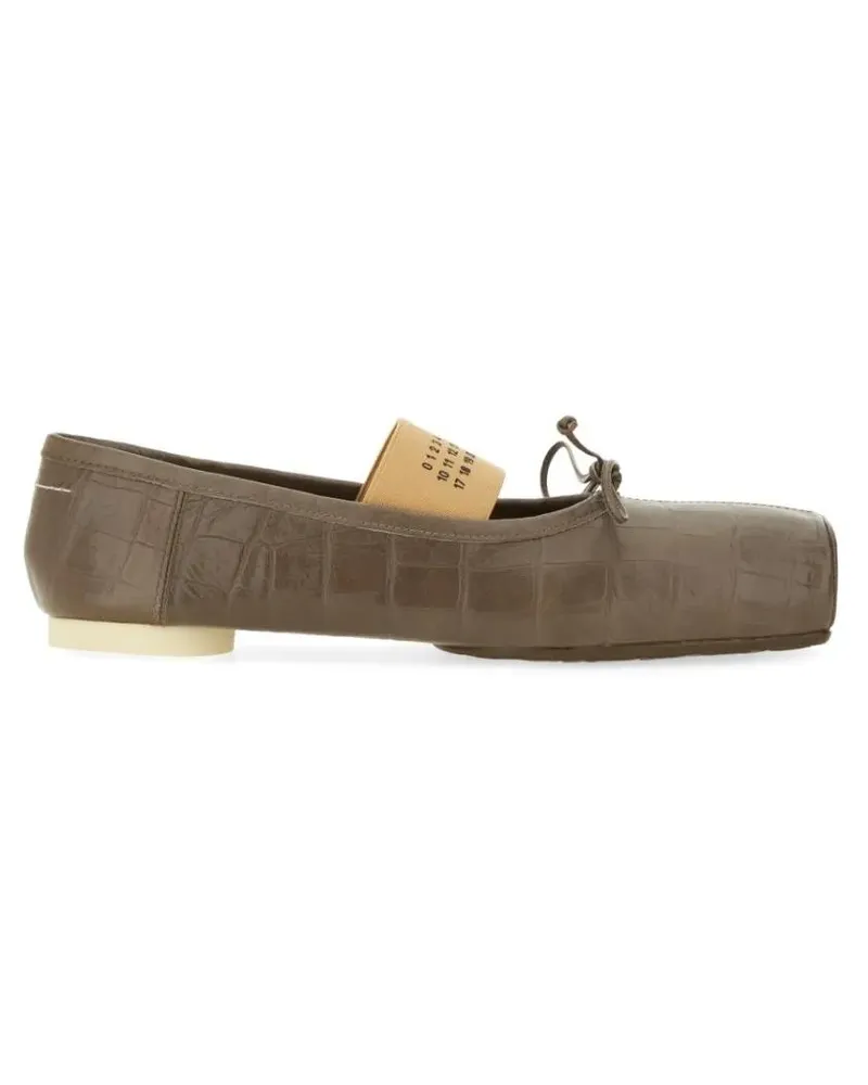 Maison Margiela Crocodile-Effect Leather Ballerina grau Grau