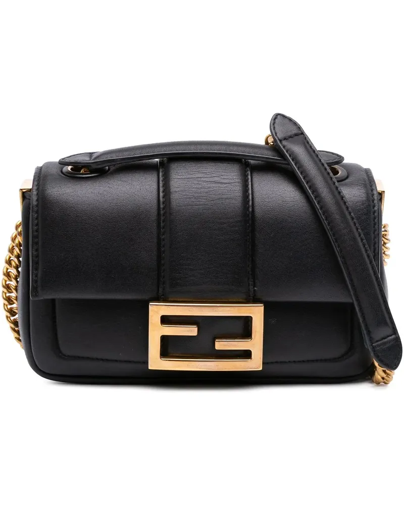 Fendi Hobo Bags Mini Nappa Apolo Chain Baguette Shoulder Bag schwarz Schwarz