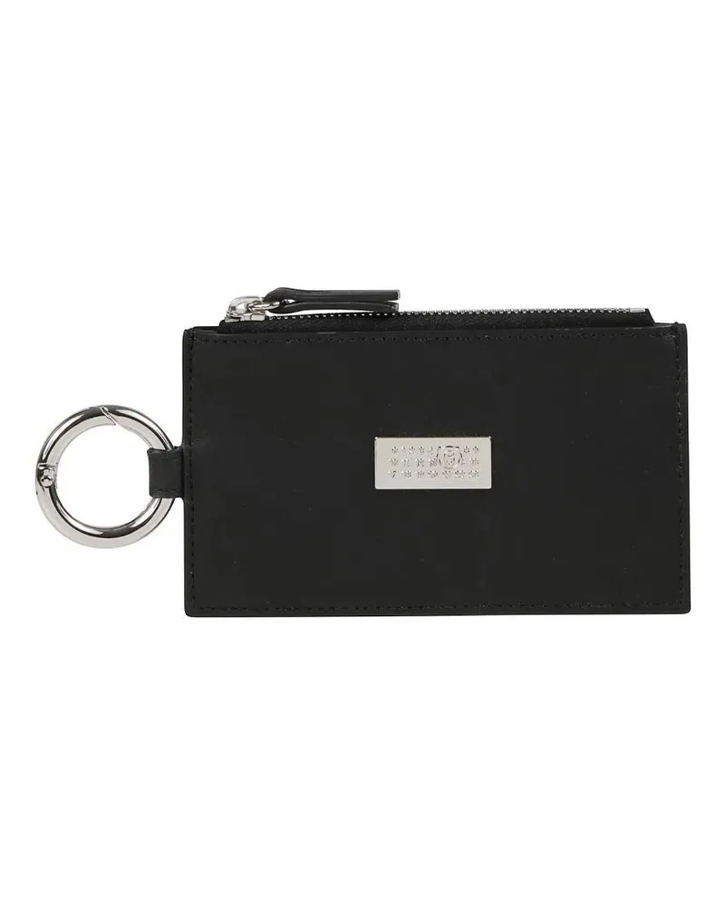 Maison Margiela Portemonnaies Zipped Card Holder With Ring schwarz Schwarz