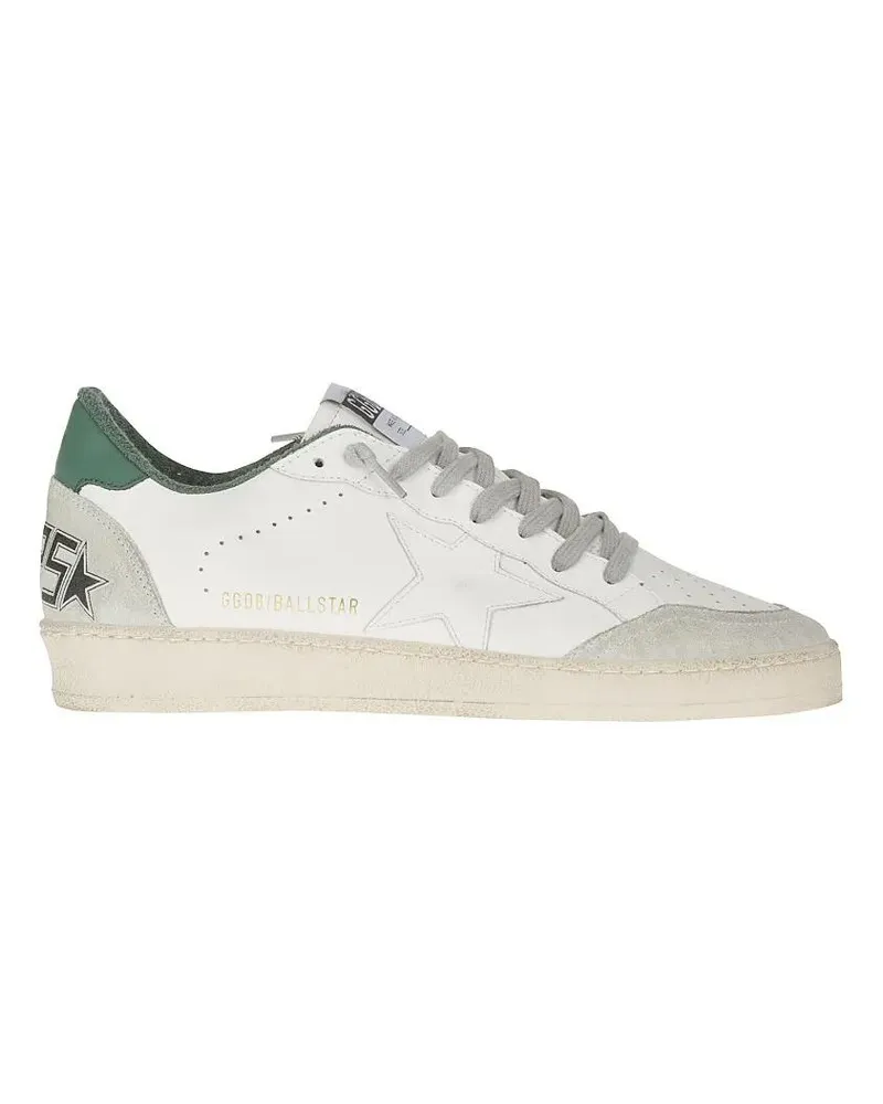 Golden Goose Low-Top Sneaker White Ballstar Sneaker With Green Heel weiß Weiß