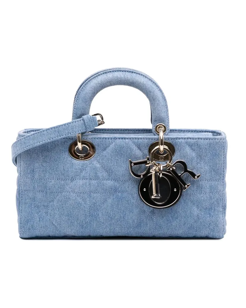Dior Hobo Bags Medium Denim Macrocannage Lady D Joy Satchel blau Blau