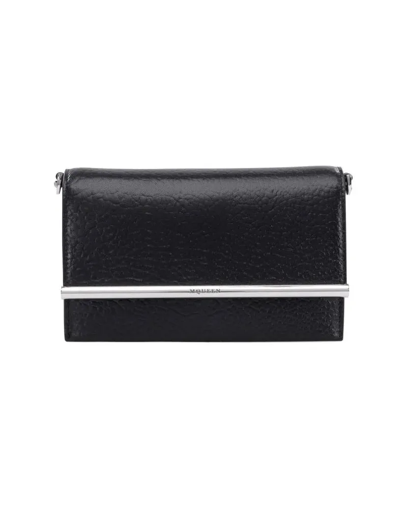 Alexander McQueen Clutches Textured Black Lamb Leather Clutch schwarz Schwarz