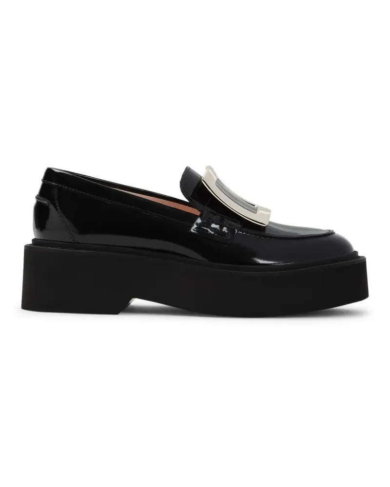 Roger Vivier Black Calfskin Rangers High Metal Loafer schwarz Schwarz