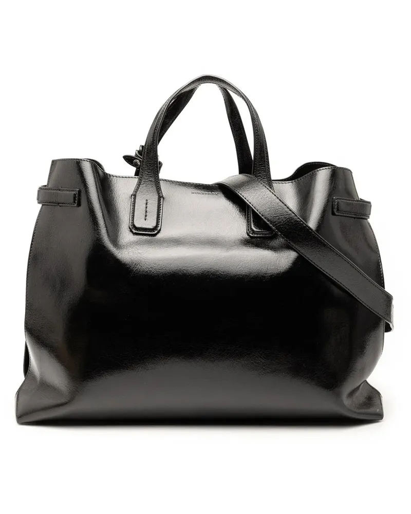 Burberry Hobo Bags Large Soft Calfskin Banner Satchel schwarz Schwarz