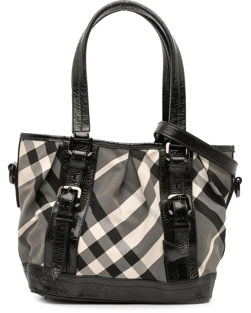 Burberry Hobo Bags Beat Check Nylon Lowry Satchel grau Grau