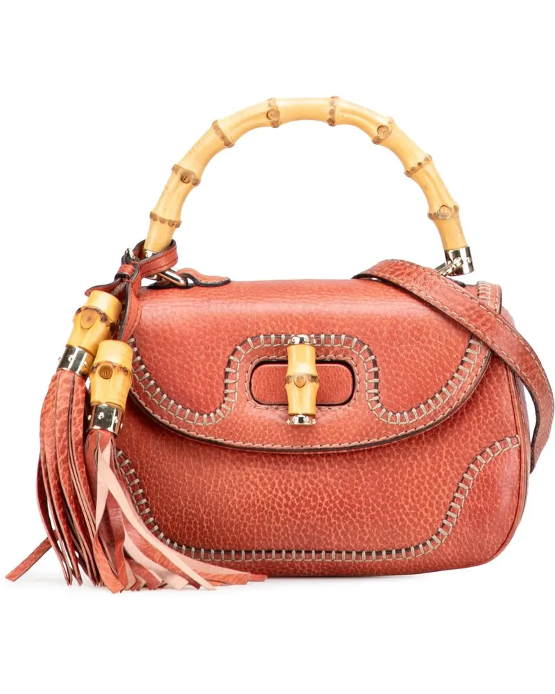 Gucci Hobo Bags Small Leather New Bamboo Satchel rot Rot