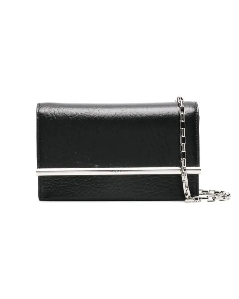 Alexander McQueen Hobo Bags Textured Black Bag With Concealed Press-Stud schwarz Schwarz