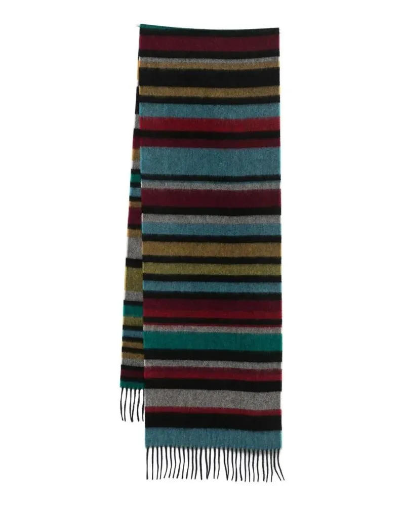 Paul Smith Tücher & Schals Multicolour Stripe Cashmere Scarf With Fringed Edg schwarz Schwarz