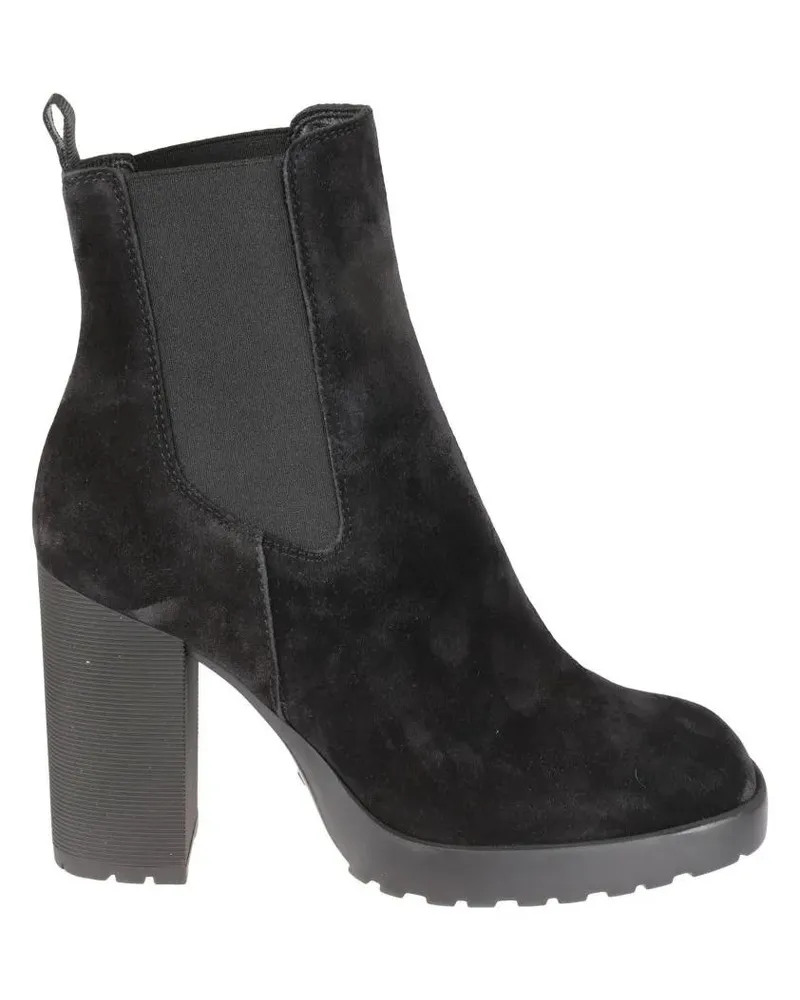 Hogan Stiefel H623 Black Suede Ankle Boots schwarz Schwarz