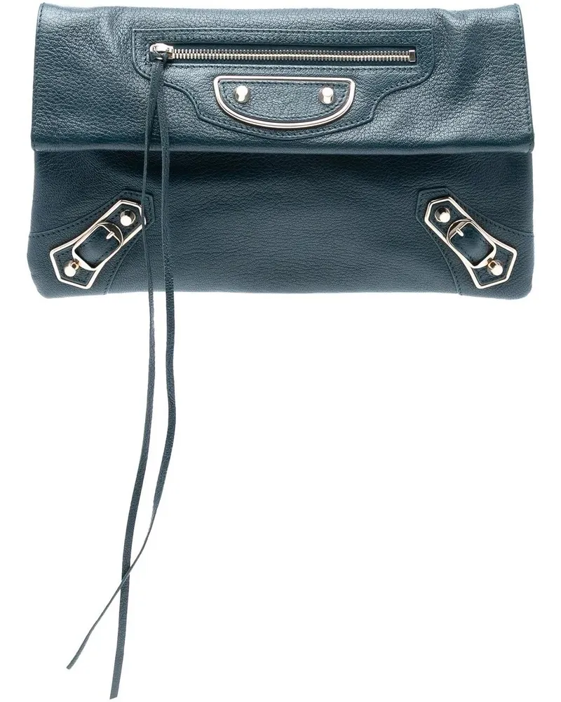 Balenciaga Clutches Chevre Motocross Classic Metallic Edge Envelope Cl blau Blau