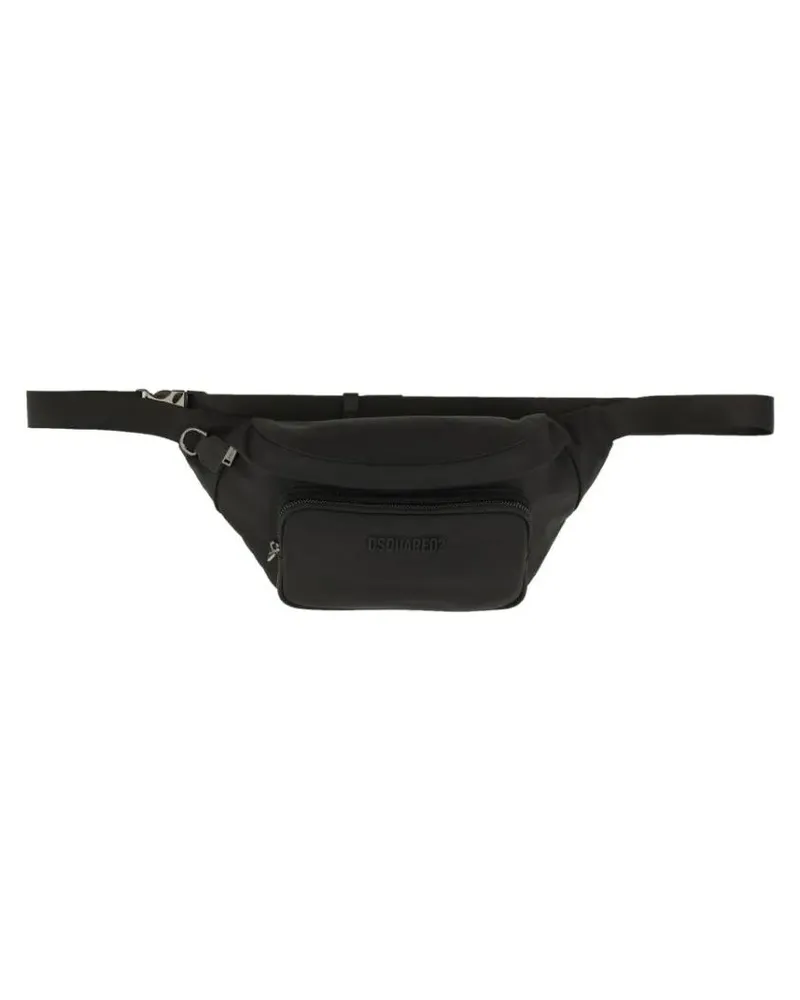 Dsquared2 Bauchtaschen Streamlined Black Pouch With Multiple Zippered Com schwarz Schwarz